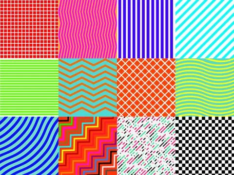 Set of different pattern in many colors vector-eps Stock Illustration