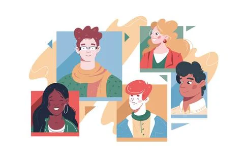 Set of different people avatars Stock Illustration