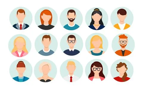 Set of different people avatars. User avatar in circle. Vector illustration Illustrazione stock