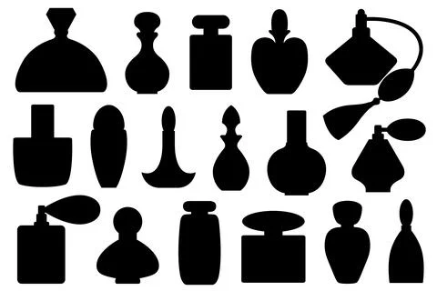 Set of different perfume bottles isolated Stockillustratie
