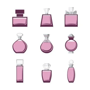 Set of different perfume bottles in vector Stock Illustration