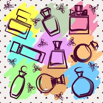 Set of different perfume bottles in vector Stock Illustration