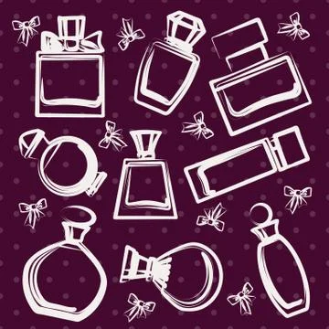 Set of different perfume bottles in vector Stock Illustration