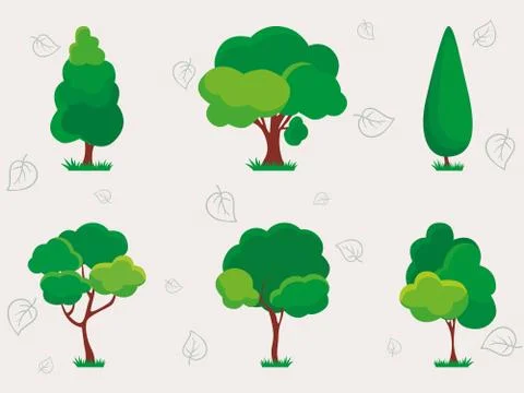 Set of different plants and trees illustration. Stock Illustration