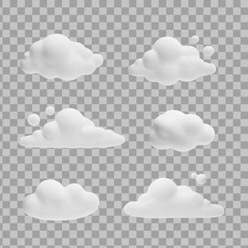 Set of different plasticine clouds 3D style, vector illustration Stock Illustration