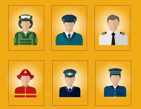 Set of different policeman characters avatars icons Stock Illustration