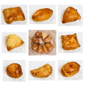 Set of a different portion bakery products Stock Photos
