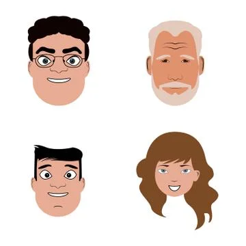 Set of different portraits Stock Illustration