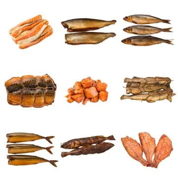 Set of a different preserved fish Stock Photos