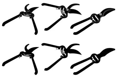 Set of different pruning shears Stock Illustration