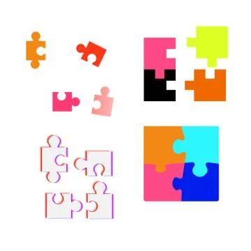 Set of different puzzle pieces.  Design elements for your logo or icon. Isola Stock Illustration