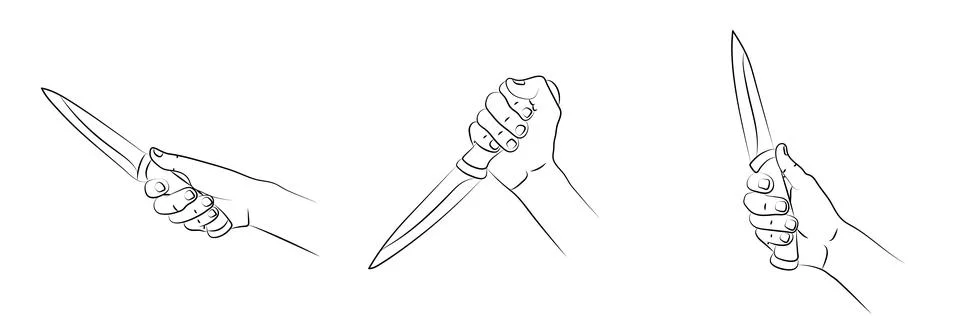 Set of different realistic hand gestures holding knife Stock-Illustration