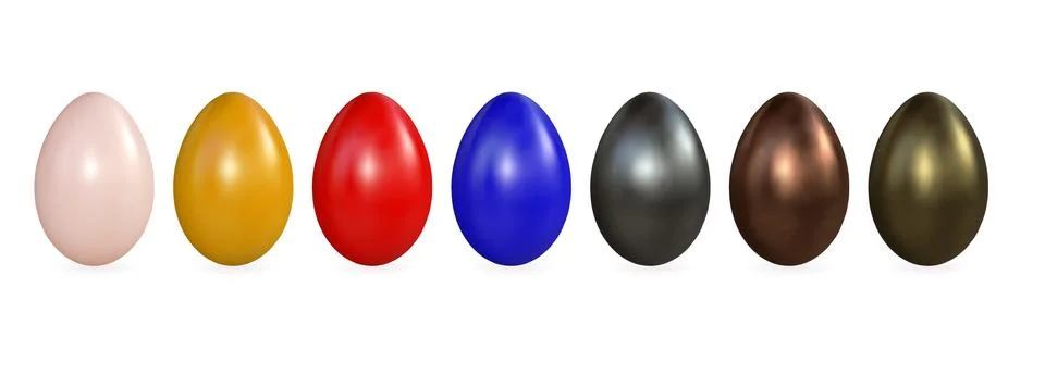 Set of different realistic shiny Easter eggs isolated on white background Stock Illustration