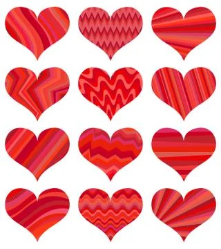 Set of different red hearts Stock Illustration