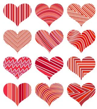 Set of different red hearts Stock Illustration