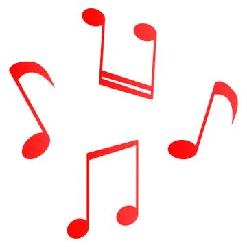 A set of different red musical notes Stock Illustration