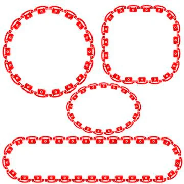 Set of Different Red Phone Frames 스톡 일러스트