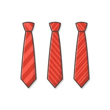 Set Of Different Red Ties Vector Icon Illustration. Male Necktie, Men Fashi.. Stock Illustration
