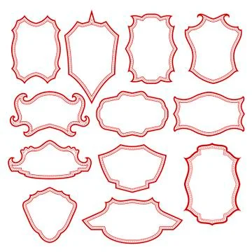 Set of Different Red Vintage Frames イラスト素材