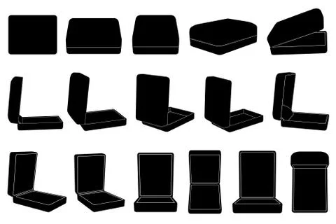 Set of different ring boxes Stock Illustration