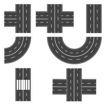 Set of different road, highway sections. illustration Stock Illustration
