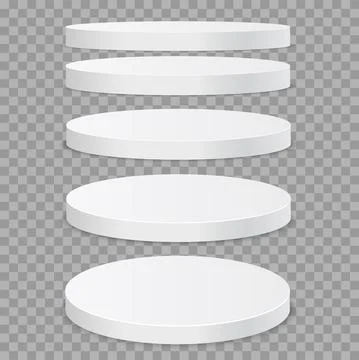 Set of different round podiums on transparent background. Vector Stock Illustration