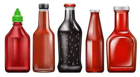 Set of different sauce bottle Ilustração Stock