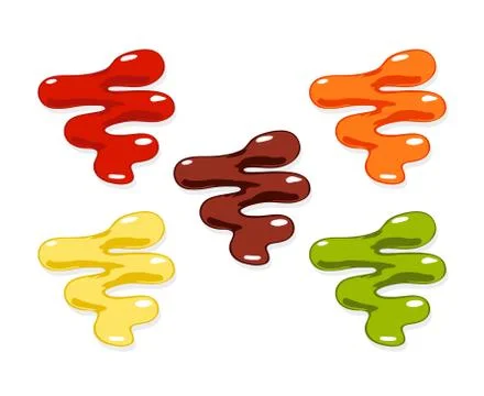 Set of different sauces, mayonnaise, chilli sauce, mustard and ketchup, barbe Stock Illustration