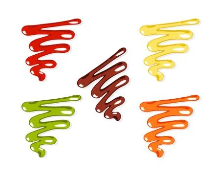 Set of different sauces, mayonnaise, chilli sauce, mustard and ketchup, barbe Stock Illustration