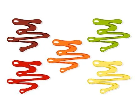 Set of different sauces, mayonnaise, chilli sauce, mustard and ketchup, barbe Stock Illustration