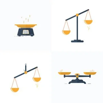 A set of different scales in a flat style. Vector illustration. Line design Stock Illustration