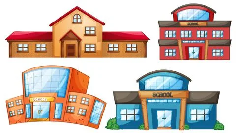A set of different school building Ilustración de archivo