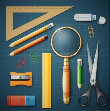 Set with different school supplies Illustration