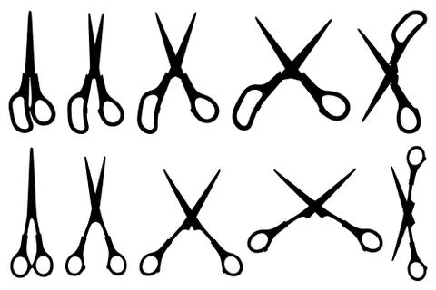Set of different scissors Stock Illustration