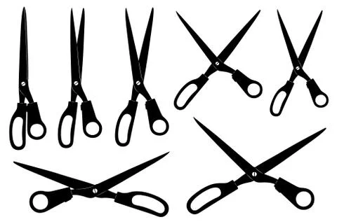 Set of different scissors Stock Illustration