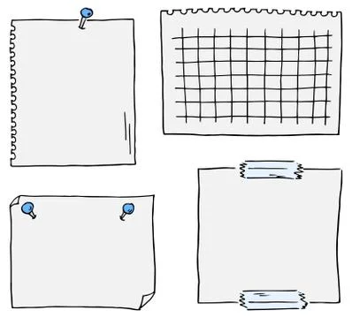 Set of different scribbled notepads with free space 스톡 일러스트