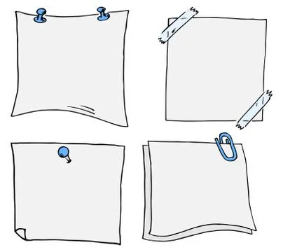 Set of different scribbled notepads with free space Stock Illustration