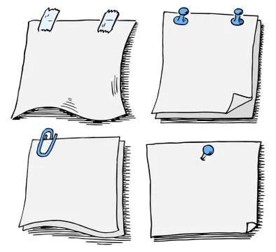 Set of different scribbled notepads with free space Stock Illustration