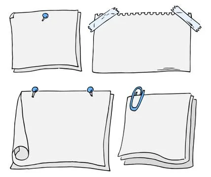 Set of different scribbled notepads with free space 스톡 일러스트
