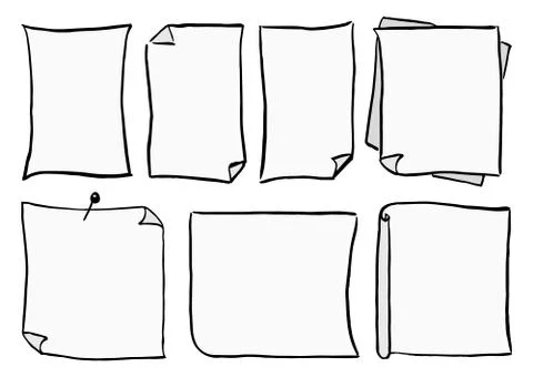 Set of different scribbled notepads with free space Stock Illustration