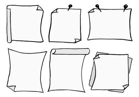 Set of different scribbled notepads with free space Stock Illustration
