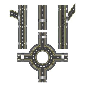 Set of different sections of the road, transition. Bike paths, sidewalks an.. Stock Illustration