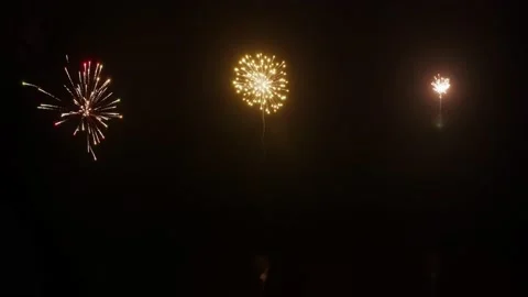 A set of different separate fireworks isolated on the black background. Stock Footage 194103712