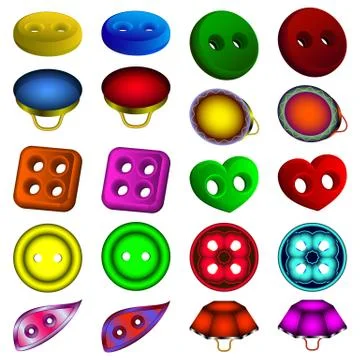 Set of different shape and color of buttons Stock Illustration