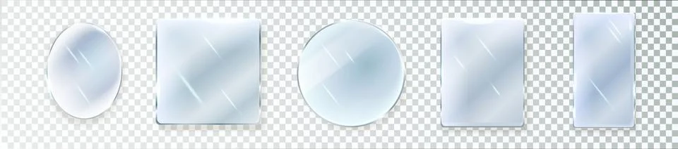 Set of different shape mirrors isolated. Mirror frame, mirrors template 库存插图