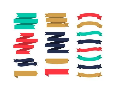Set of different shape ribbon banners. Stock Illustration