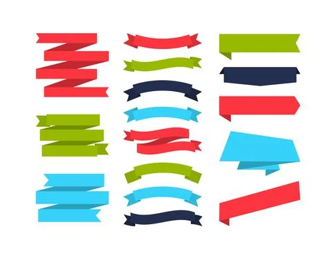 Set of different shape ribbon banners. Stock Illustration