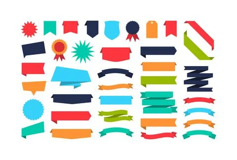 Set of different shape ribbon banners. Stock Illustration