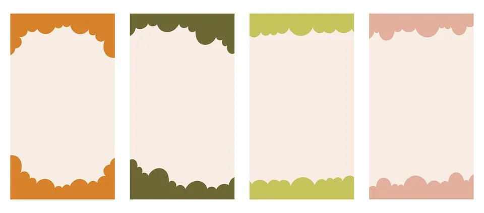 Set of different shapes for headers and footers in vertical stories, promo si Stock Illustration