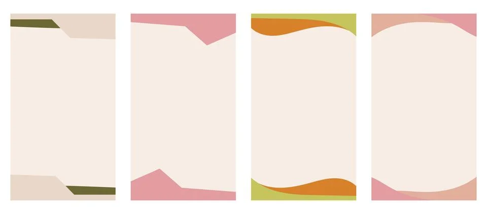 Set of different shapes for headers and footers in vertical stories, promo site Stock Illustration